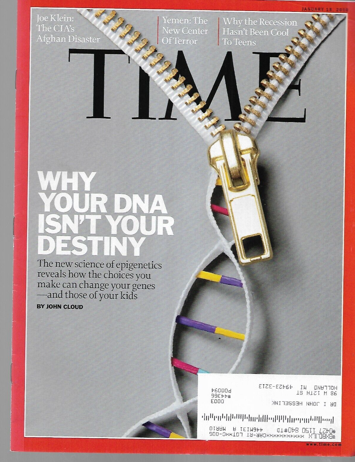 Time Magazine January 18, 2010- Why Your DNA Isn't Your