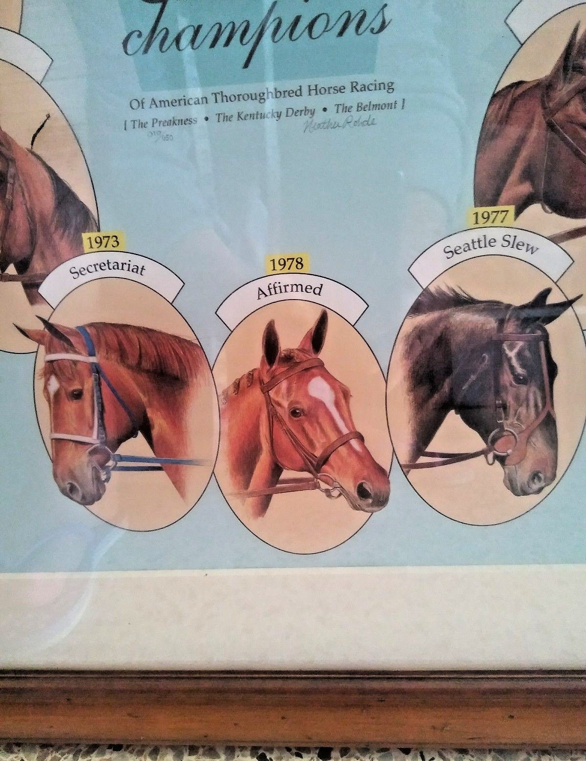 11 TRIPLE CROWN WINNERS horse racing BIG Wood FRAMED ART Rhode Print