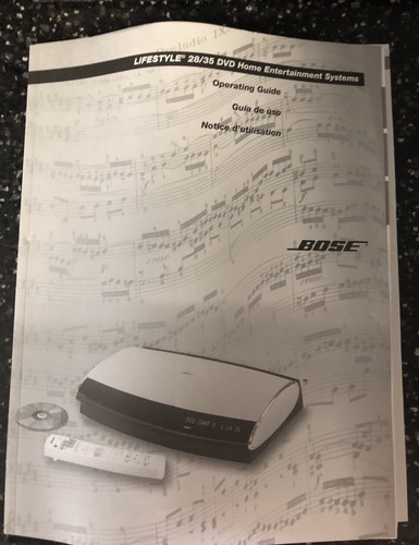 Bose Lifestyle 28/35 DVD Home Operating & Installation Guide/Manual/Instructions
