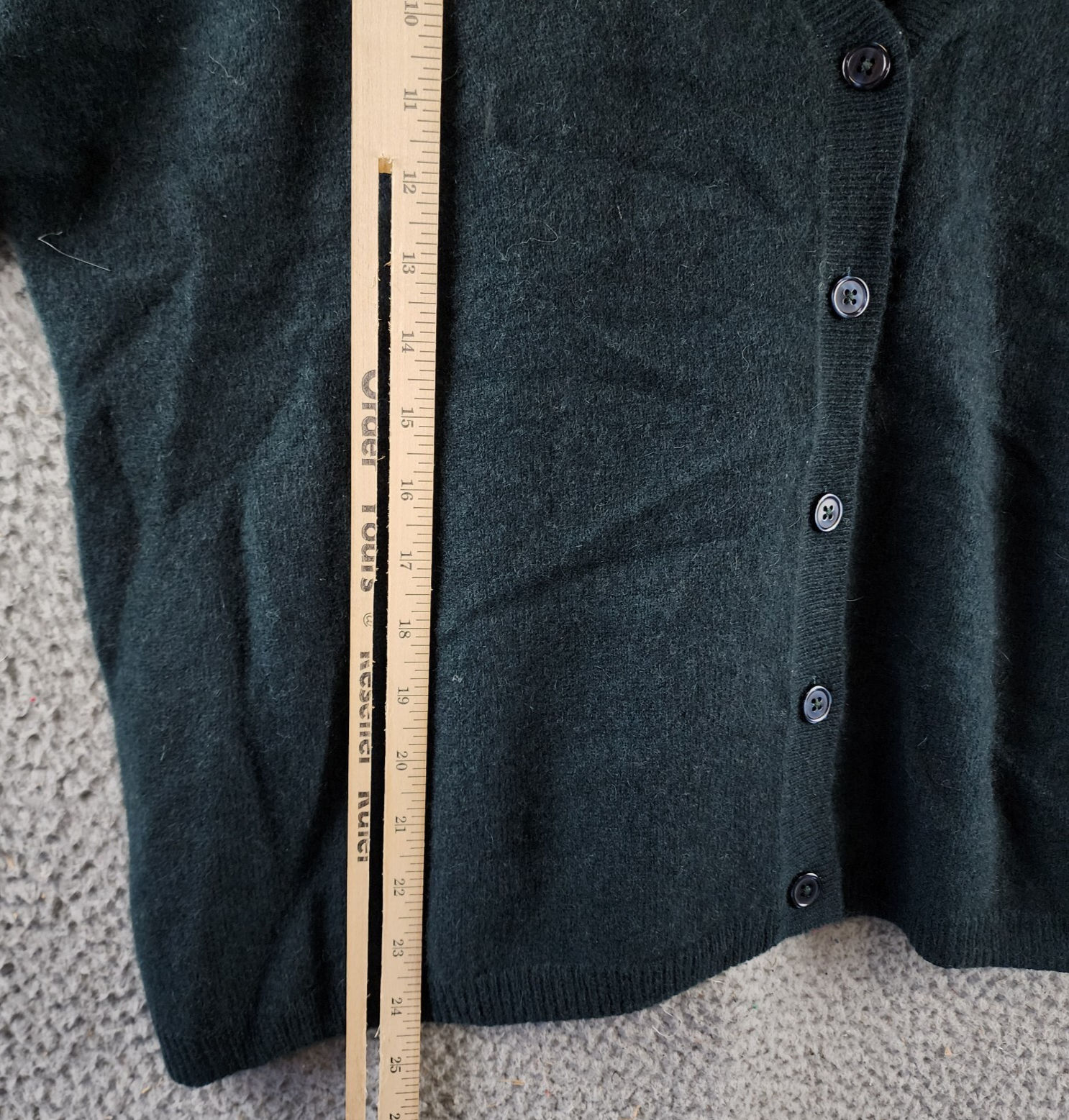 C by Bloomingdale's Cashmere V Neck Cardigan Women's L Dark Green Button Closure - Picture 8 of 12