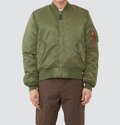 Pre-owned Alpha Industries Bomber Jacket In Army Green - Size Xs