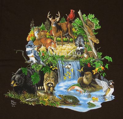 WOODLAND WILDLIFE-Science Nature Animals Habitat Ecosystem Ecology T shirt S-XXL