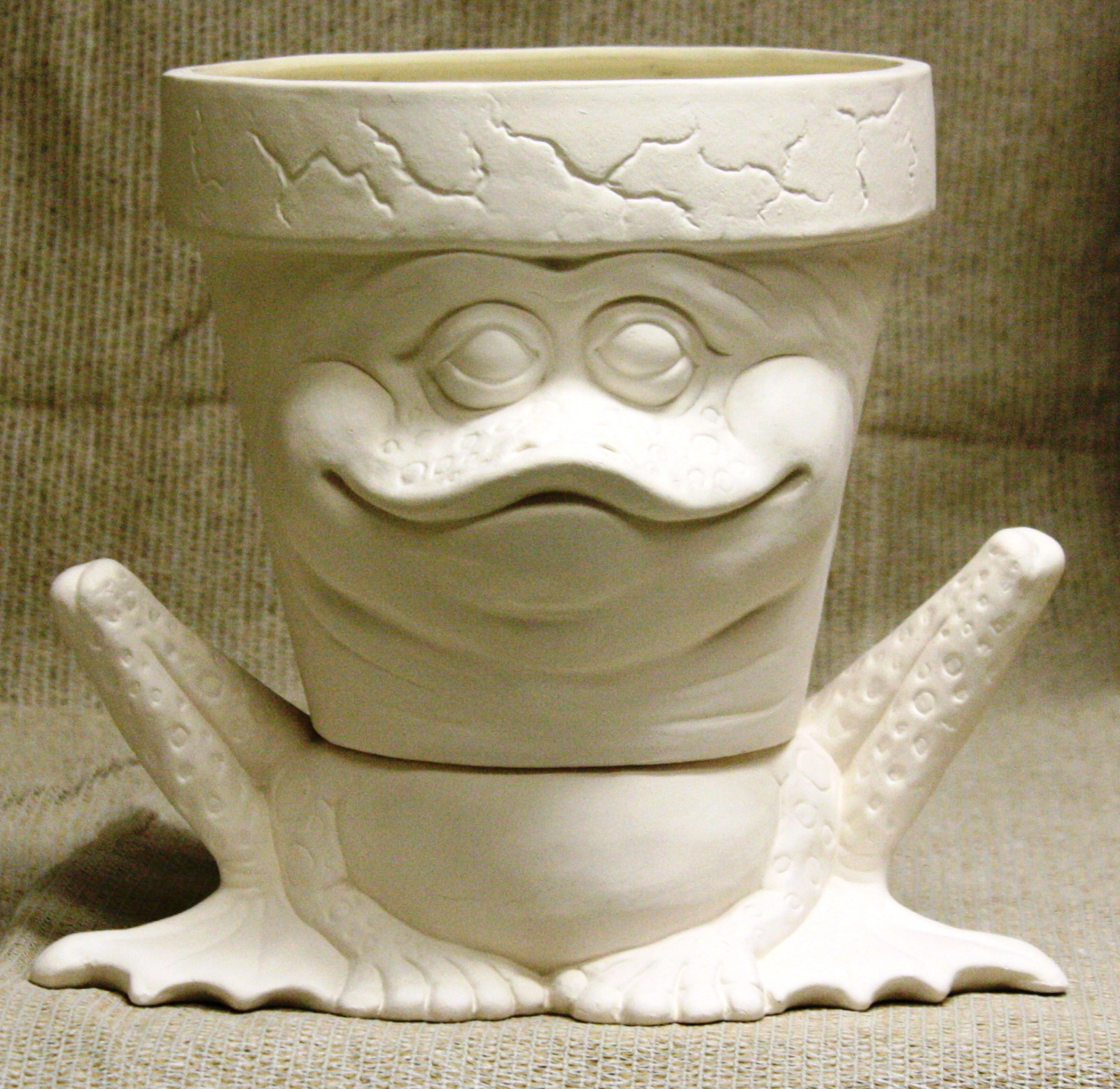 Ceramic Bisque Frog Planter Glazed TL Design Mold 734 U-Paint Ready To Paint