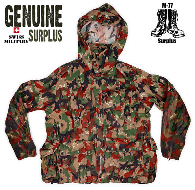 Large Swiss Army M70 Alpenflage Parka w Hood Military Jacket Vintage Surplus eBay