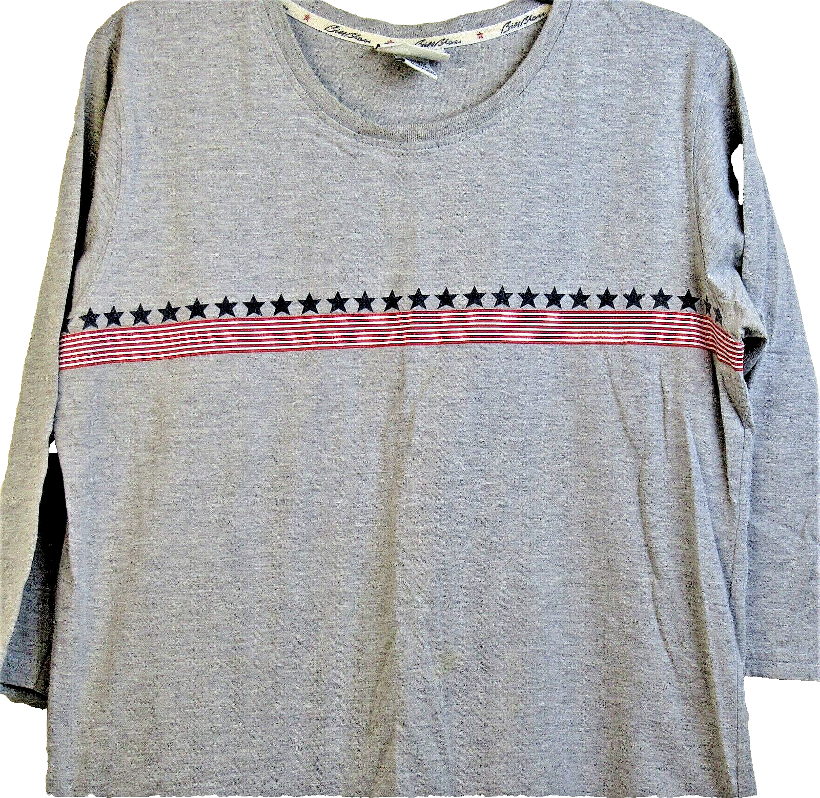 Bill Blass T Shirt Large Raglan Sleeves Stars & Stripes Jean