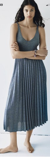 ZARA NEW WOMAN MIDI LIMITED EDITION KNIT METALLIC DRESS