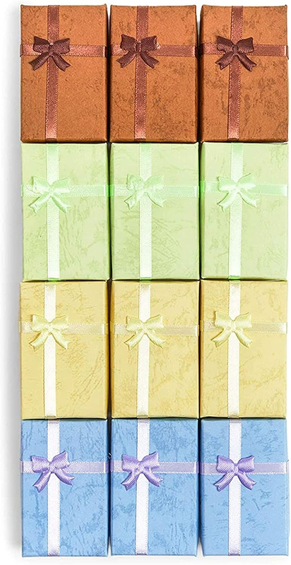 Es With Lids And Ribbon Bows For Display Rings, 4 Colors