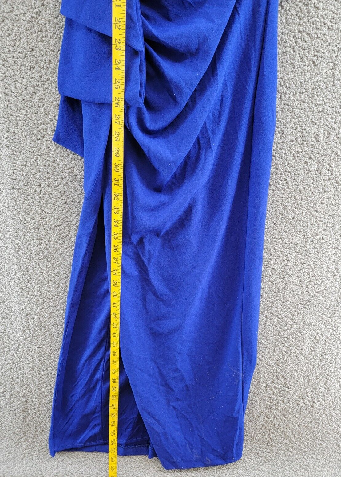 XSCAPE Off-The-Shoulder Gown Women's 4 Marine Hight Front Slit Back Zip Closure - Picture 7 of 15