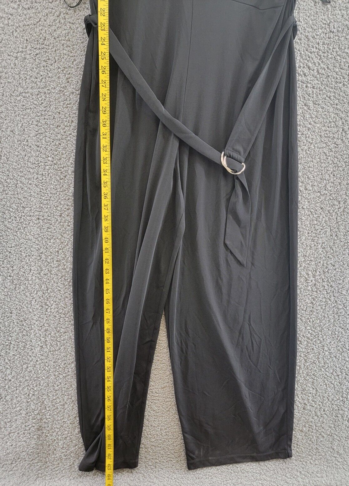 Anne Klein Plus Size Belted Pockets Wide-Leg Jumpsuit Women's 1X Black Back Zip - Picture 9 of 18