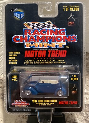 Racing Champions MINT Motor Trend  1937 Ford Convertible   Blue   Issue #142