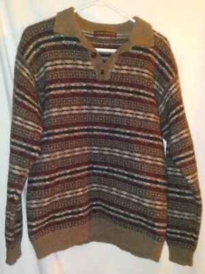 Vintage Point Zero Technology Sweater Mens Ribbed Wool Blend Fisherman Size S/M