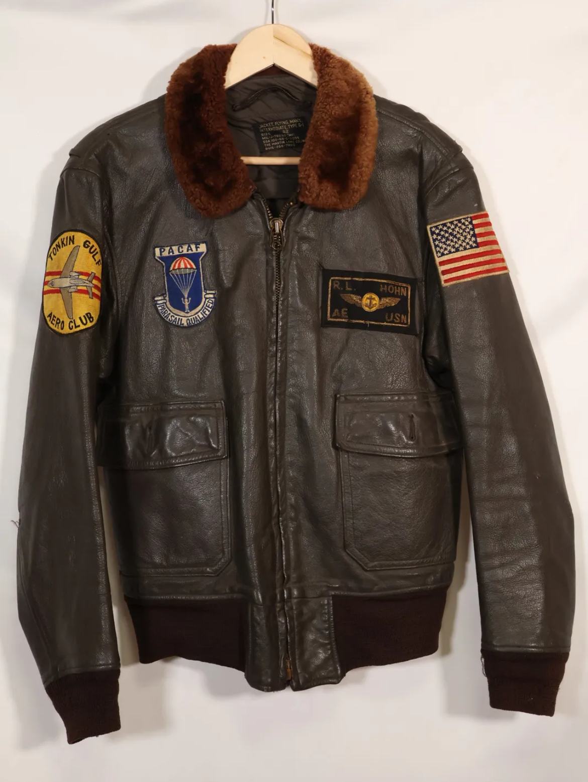 Vintage 1968 US Navy G-1 Flight Jacket Size 42 w/ VQ-1 & PACAF