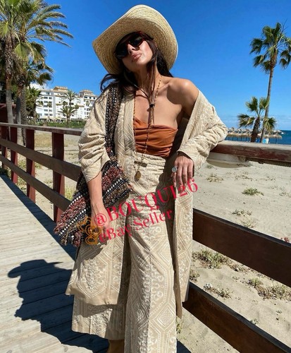 ZARA NEW WOMAN LONG EMBROIDERED KIMONO ECRU BEIGE ALL SIZES