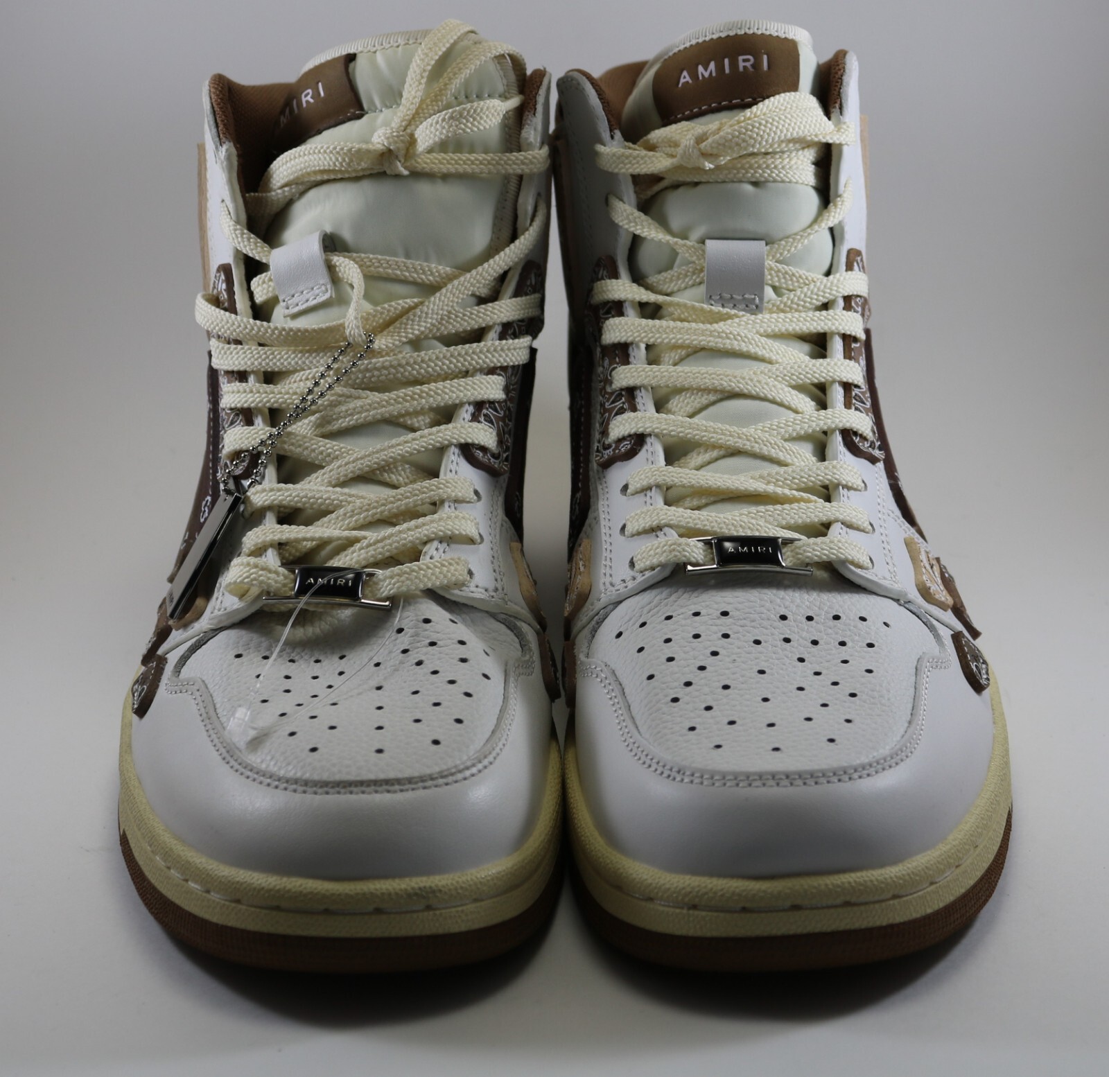 Pre-owned Amiri Skel Top Bandana Print Hi Sneakers 43 45 10 12 Brand In Brown