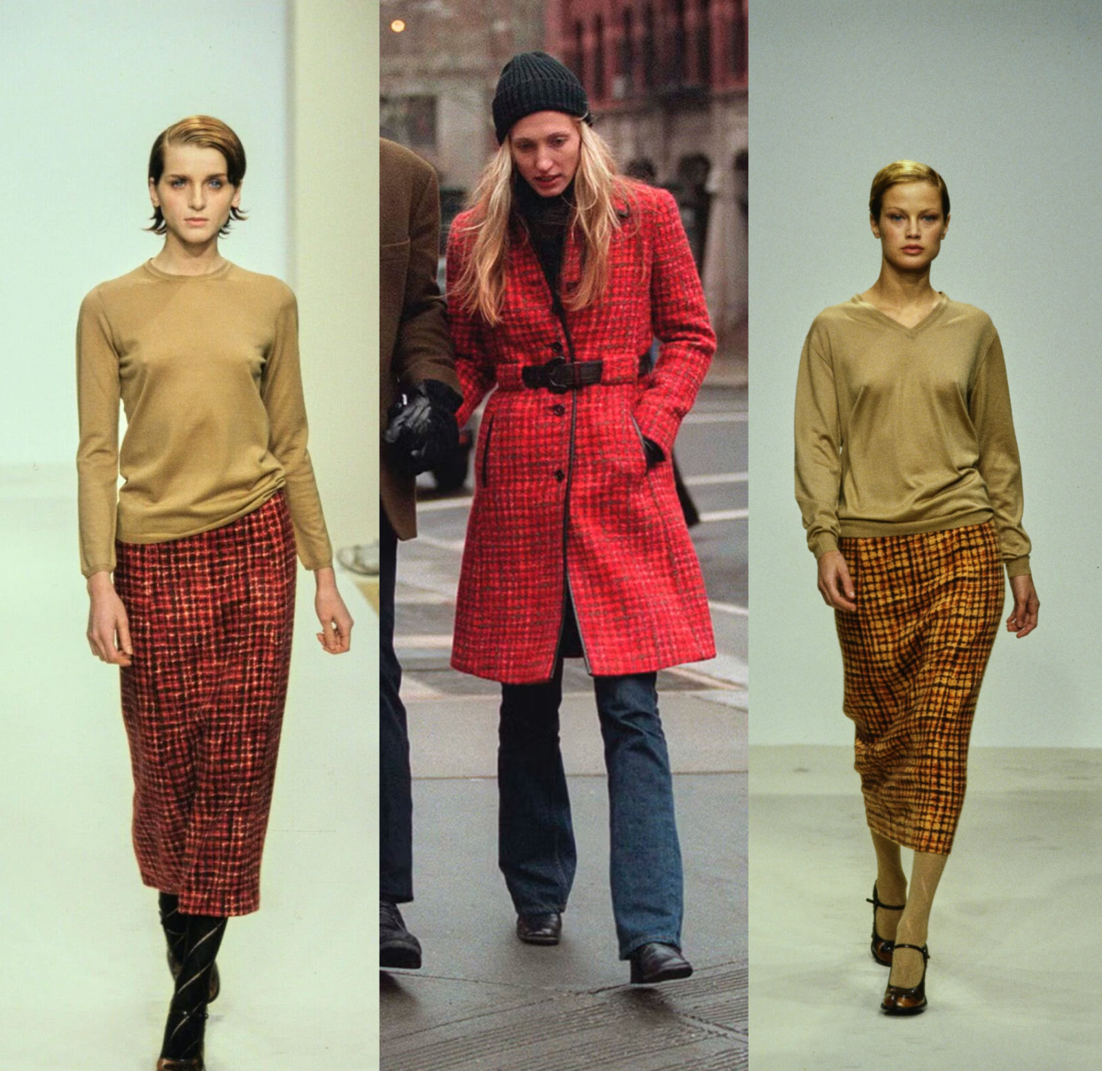 Vintage Prada Fall 1996 Brown Orange Tweed Jacket Carolyn Bessette