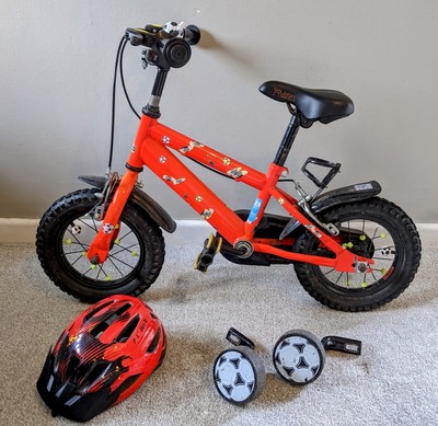 RALEIGH STRIKER 12 INCH KIDS BIKE - Red and Black with stabilisers