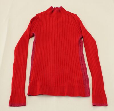 Boden Women's Isodora Contrast Ribbed Sweater LV5 Brilliant Red Medium NWT