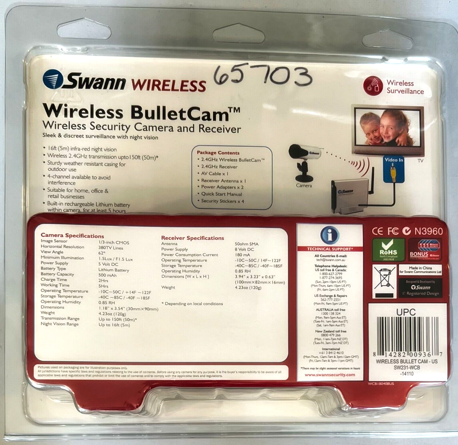 Swann Wireless Bullet Cam Security System Camera w 4 Channel Receiver