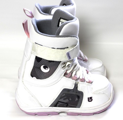 Burton Kids Snowboarding Boots White with Gray and Pink Size 6 Winter Sport Gear