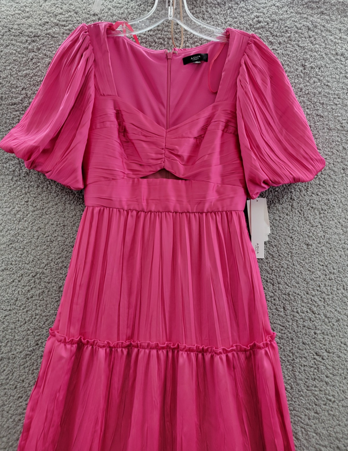 AQUA Formal Pleated Cutout A-Line Dress Women's 0 Pink Back Zipper Closure - Picture 3 of 19