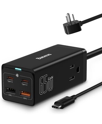 Baseus PowerCombo 65W - Portable Power Strip USB C Desk Charging Station