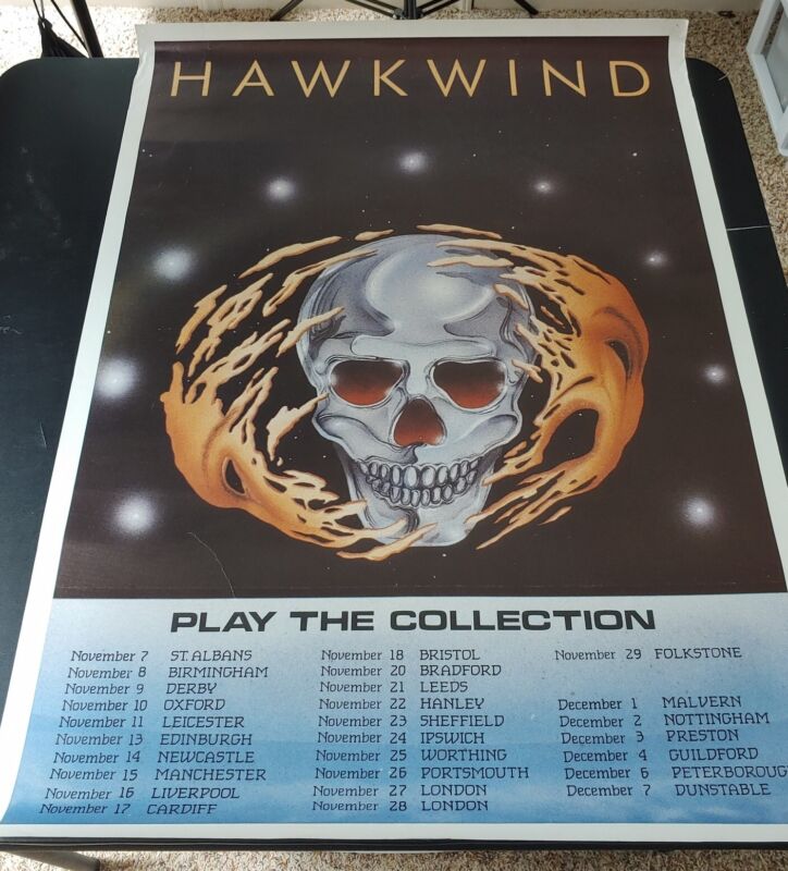 Vintage Hawkwind "Play The Collection" 1986 Tour Poster 35" x 25".  Good shape!