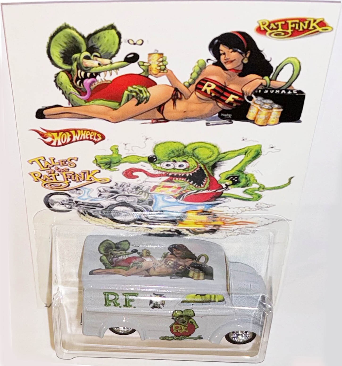 Gray DAIRY DELIVERY CUSTOM Hot Wheels Rat Fink Series w/Real