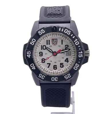 Pre-owned Luminox Navy Seal 3500 Series 45mm Carbon White Dial Quartz Mens Watch Xs.3507