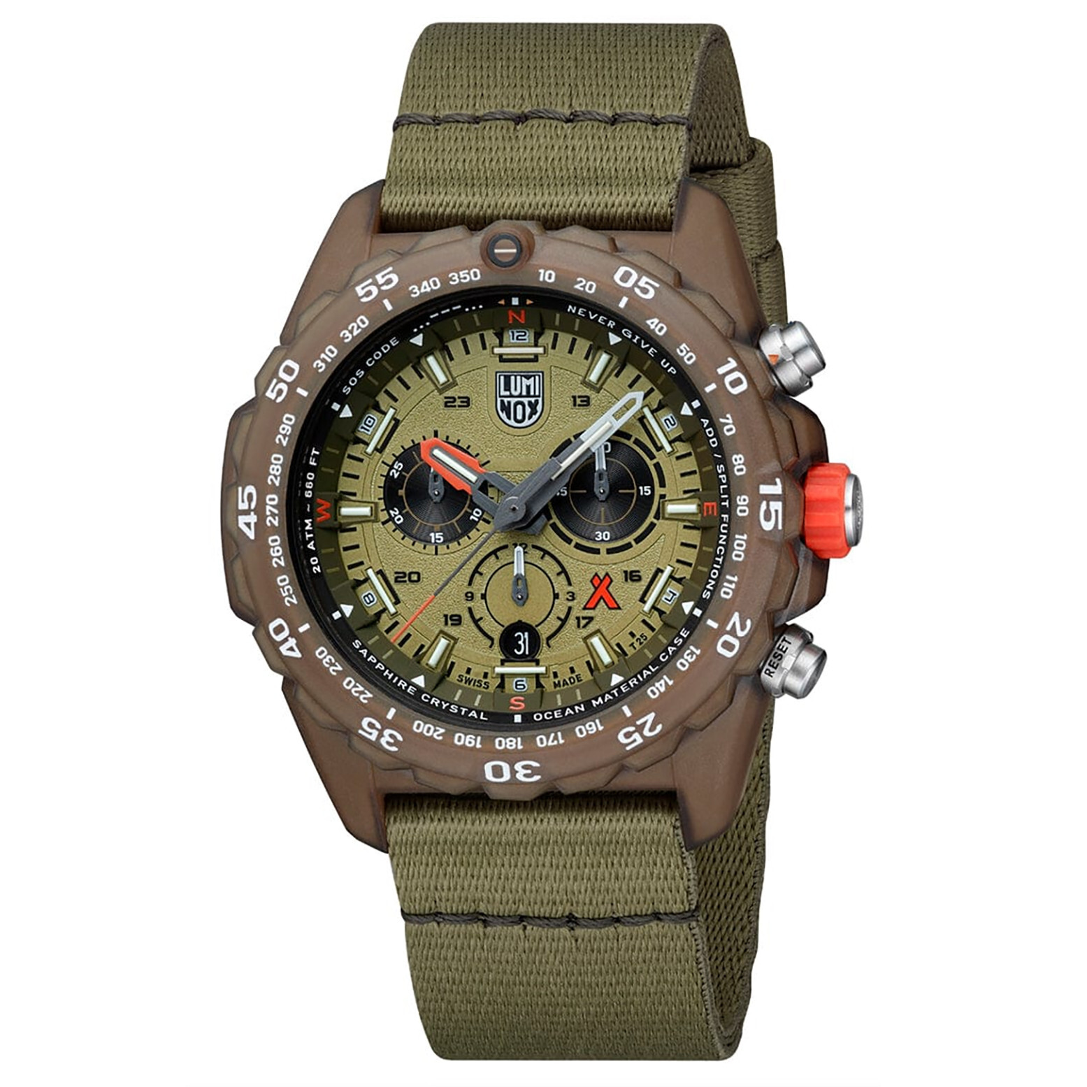 Pre-owned Luminox Bear Grylls Survival Master Series Recycled Ocean 45mm Watch 3757.eco