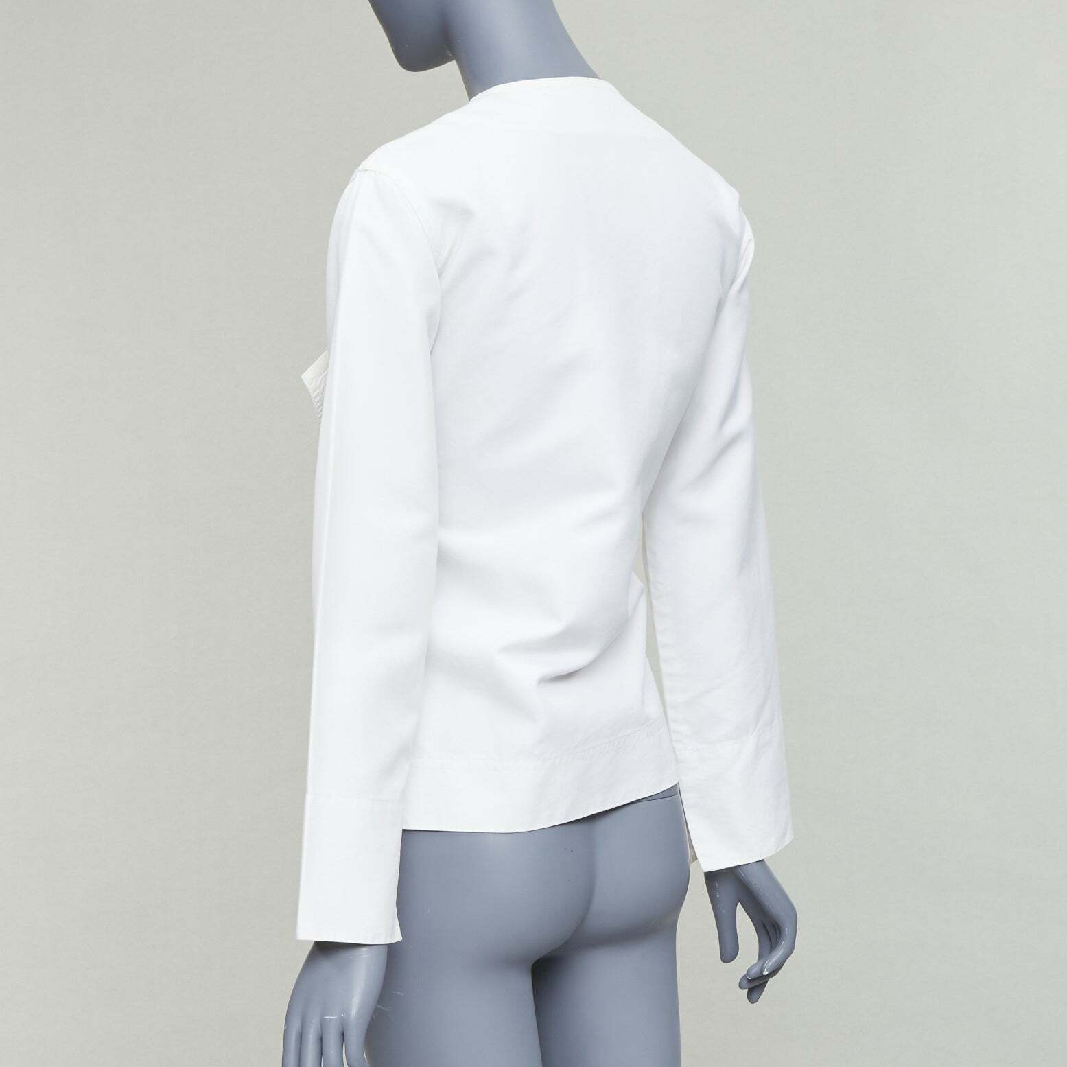 CELINE Phoebe Philo cream cotton silk tie front straight CELINE Phoebe Philo cream cotton silk tie front straight