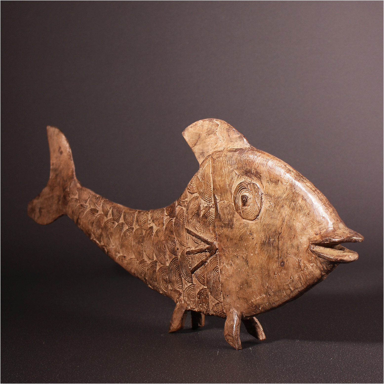 13708 Large Bobo Bronze Figure Fish Burkina Faso 1660Gr Lost