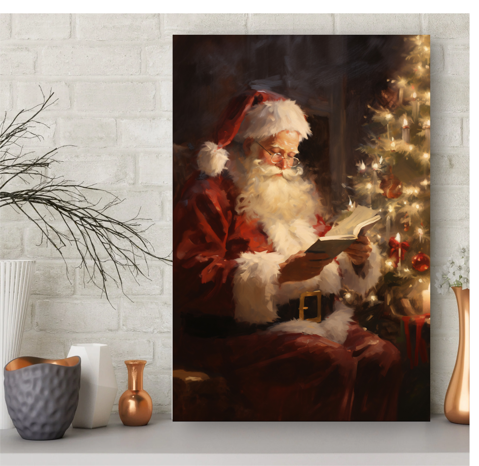 SANTA CLAUS CHRISTMAS HOLIDAY STRETCHED CANVAS PRINT WALL ART READY TO HANG CA2