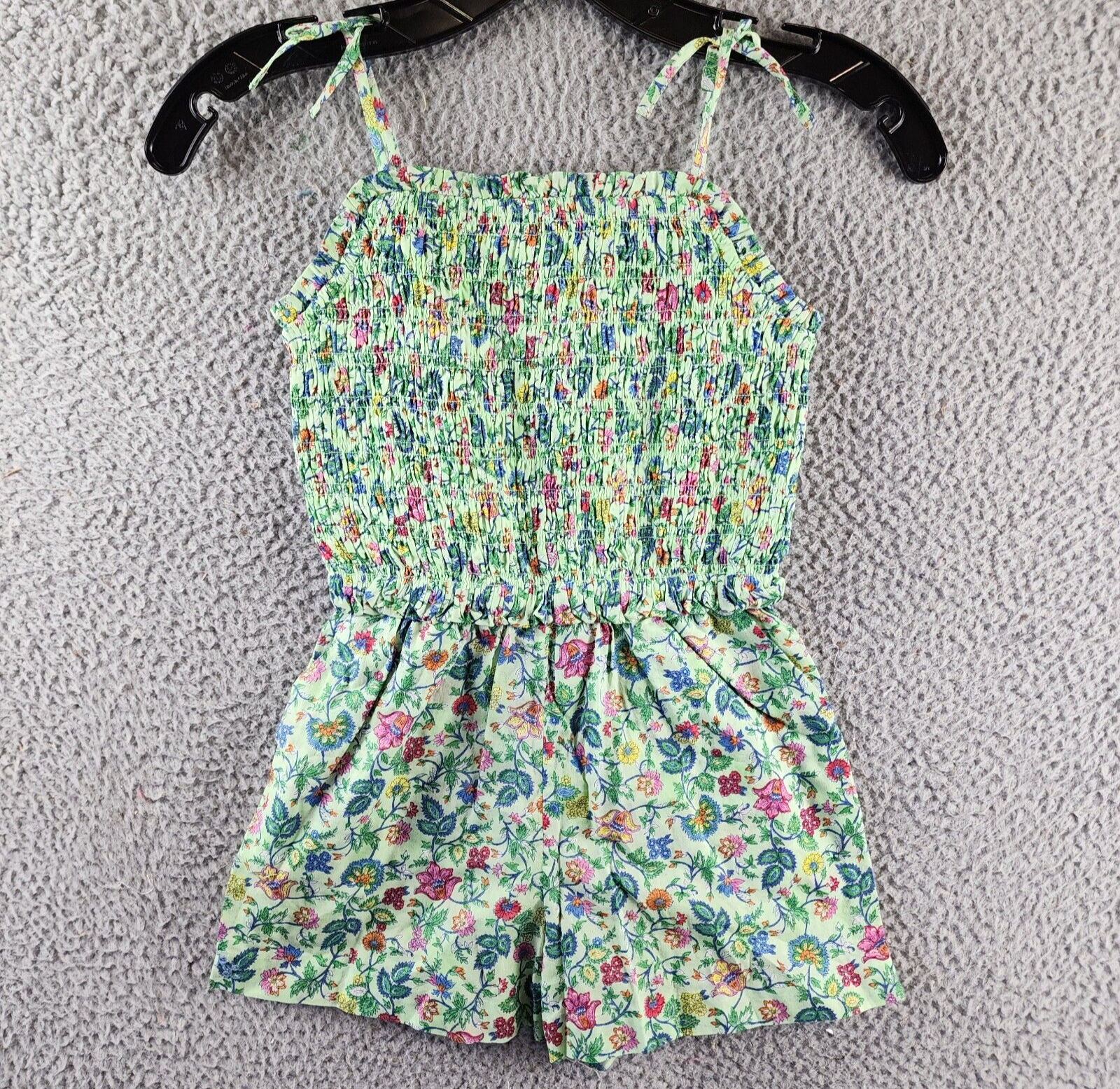 Polo Ralph Lauren Floral Smocked Batiste Romper Girls 6 Multicolor Straight Neck - Picture 2 of 13