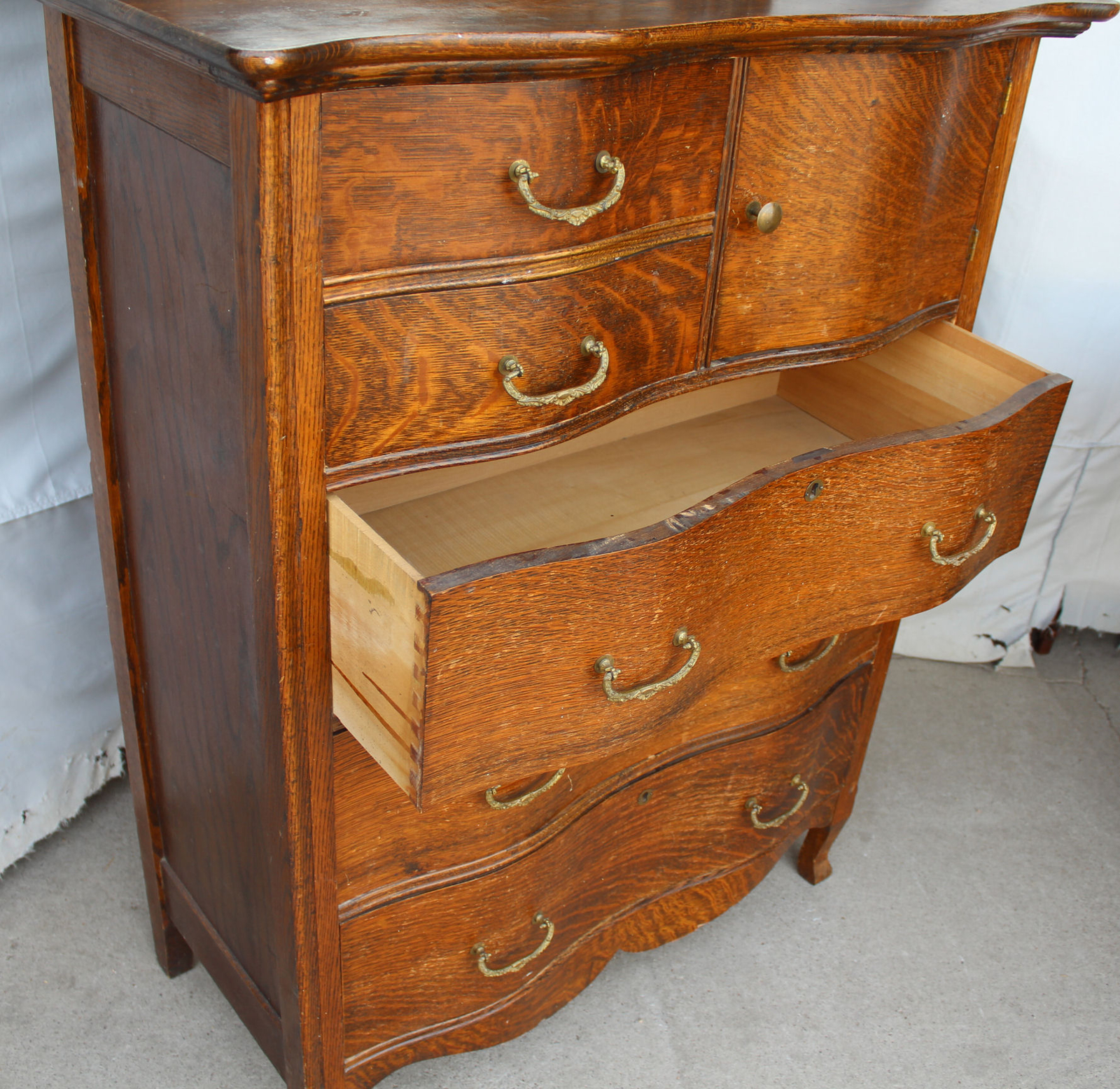 Antique Oak High-boy Chest of Drawers- original finish – Hat box