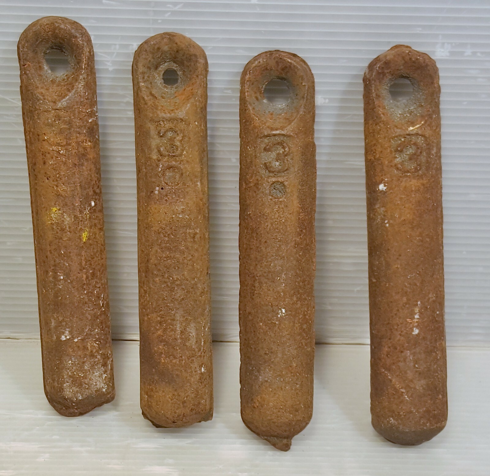 Lot of 4 Vintage Cast Iron Window Weights ~ 3 Pounds Each ~