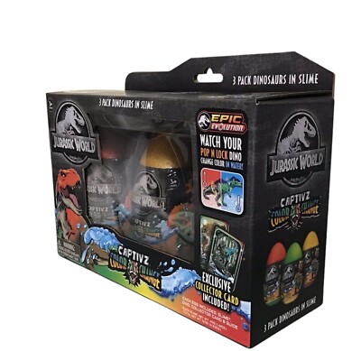 Jurassic World Captivz Eggs Color Change Dinosaurs In Slime 3 Pack - Brand New