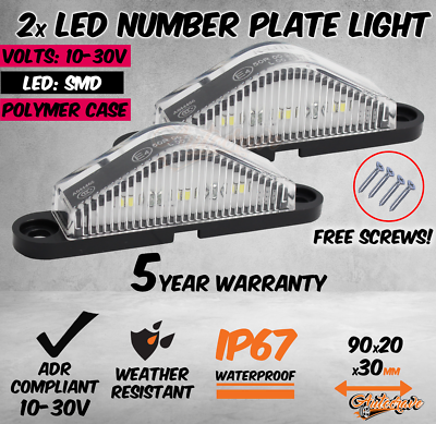 2x LED LICENSE NUMBER PLATE LIGHT LAMP TRUCK CARAVAN TRAILER BOAT 10 30V VAN UTE
