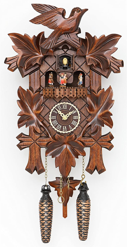Trenkle Quartz Cuckoo Clock 5 Leaves, Bird, with Music TU 37