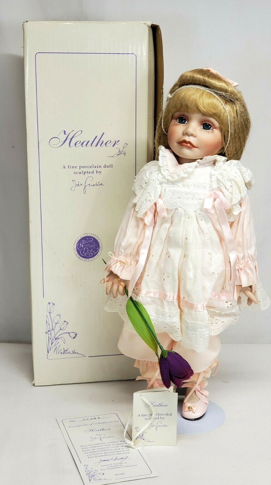 Vtg 1992 Hamilton Collection HEATHER Porcelain Doll by Joke