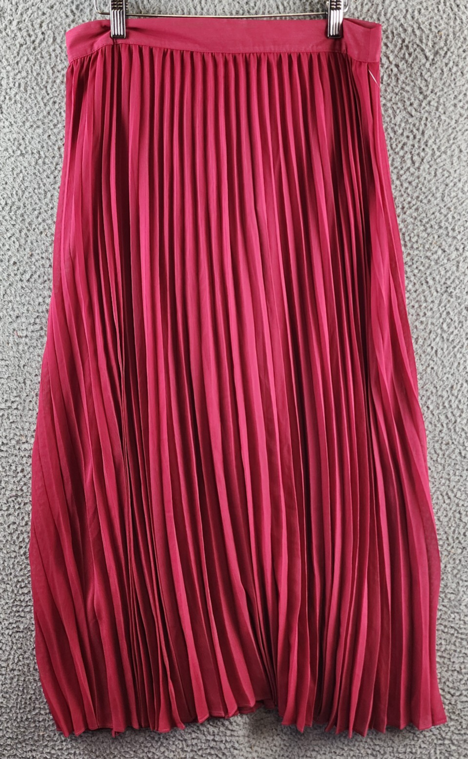 Adrienne Landau Onyx Pleated A Line Skirt Women's L Maroon Zipper Back Closure - Picture 2 of 15