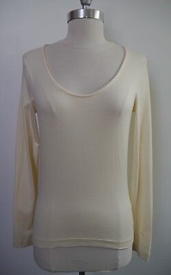 NEW AGNONA $395 cream silk cotton soft knit long sleeve top Italian size 42