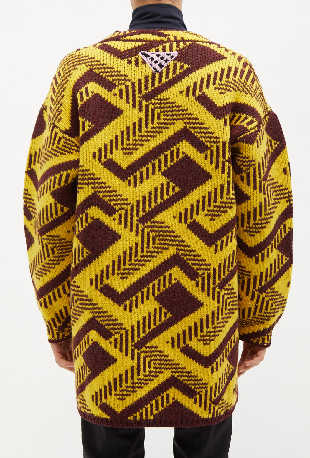 Pre-owned Prada Pullover Oversized Geometric V-neck Knitted Jumper Shetland Jumper S In Multicoloured