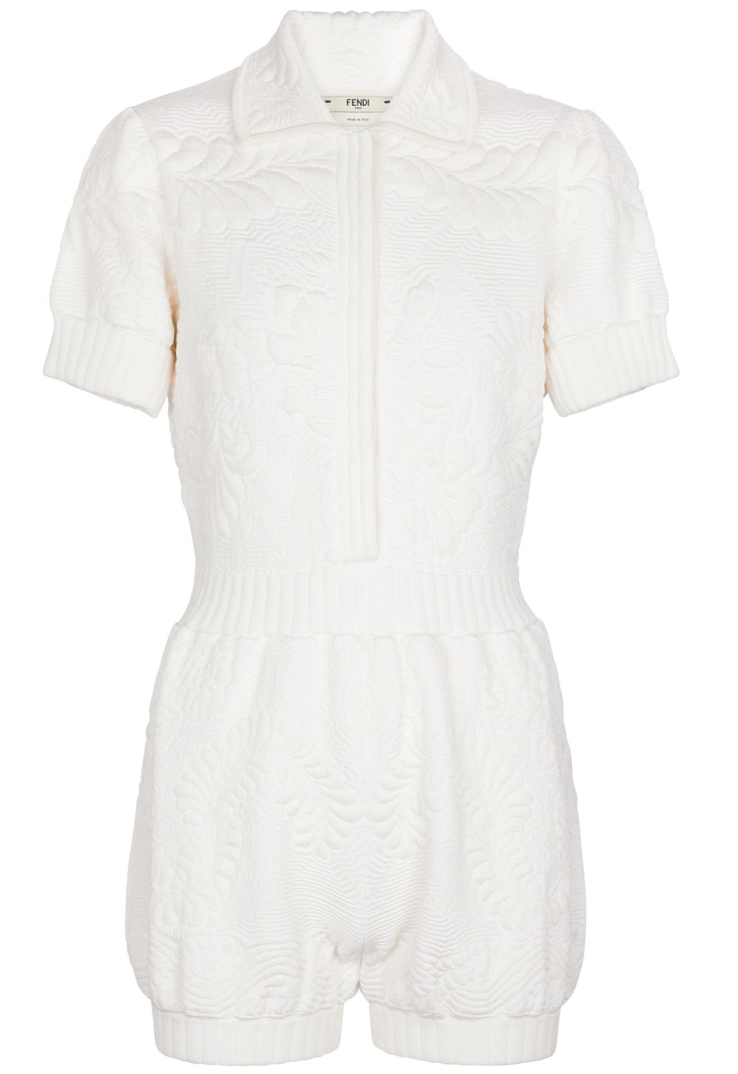 FENDI Quited White Floral One-Piece Playsuit Romper - Size