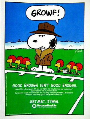 Snoopy Coach VTG 86 Woodstock Charles Schulz Peanuts Met Life
