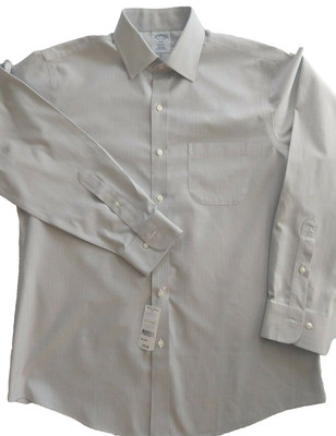 Brooks Brothers Shirt Men's 15.5 34/35 Regent Fit Gray Tattersall LS Dress