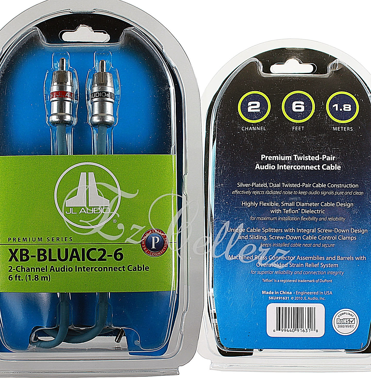 JL AUDIO XB-BLUAIC2-18 2-CHANNEL BLUE RCA CAR AUDIO INTERCONNECT CABLES 18' NEW