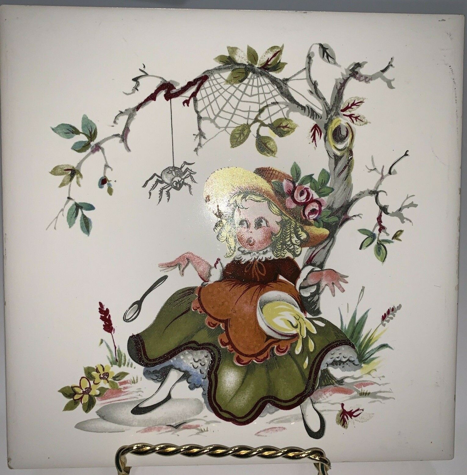 Vintage H & R Johnson LTD Tile Little Miss Muffet Nursery Vintage H & R Johnson LTD Tile Little Miss Muffet Nursery