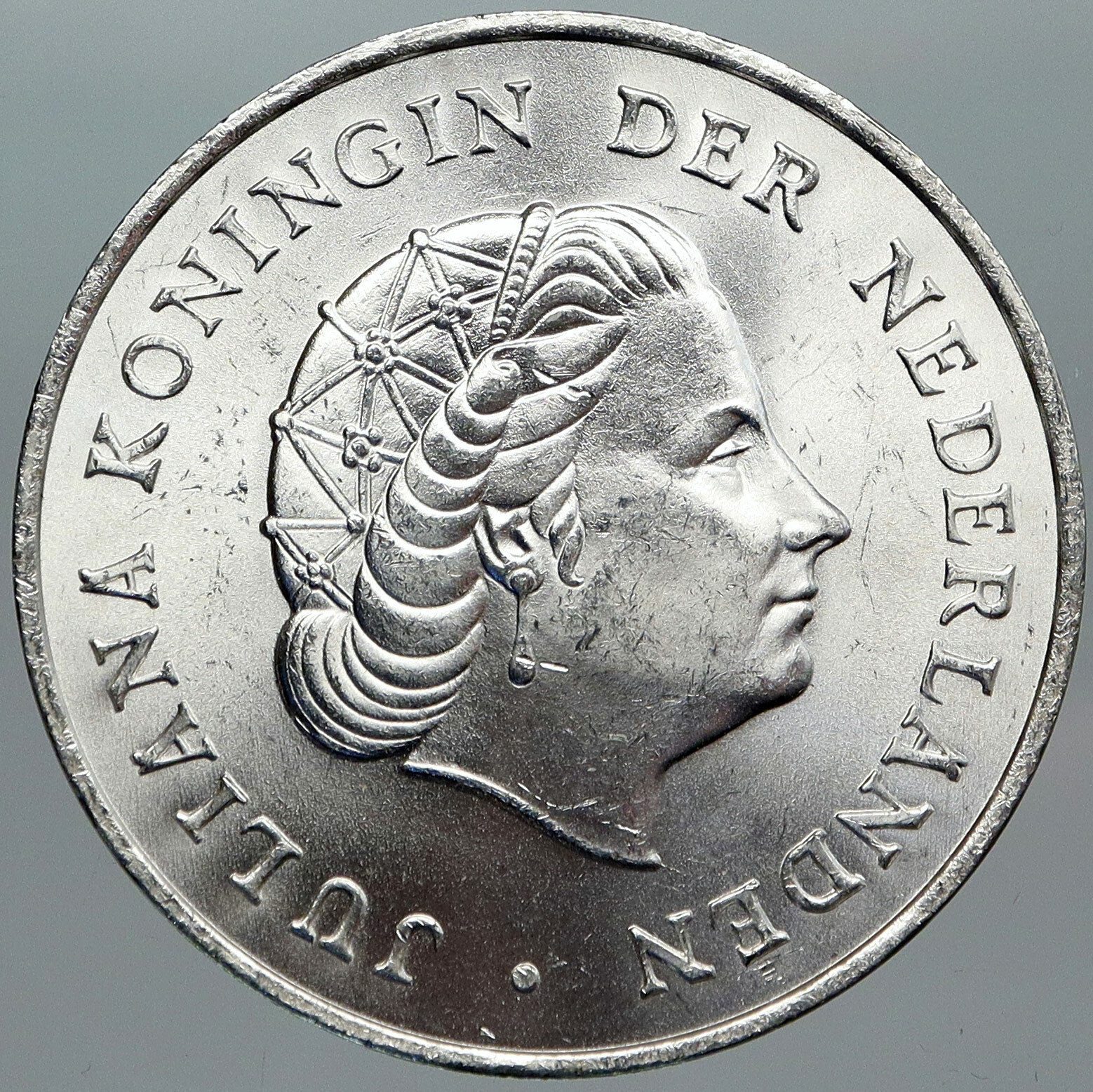 1964 Netherlands Kingdom Queen JULIANA Authentic Silver 2 1/2