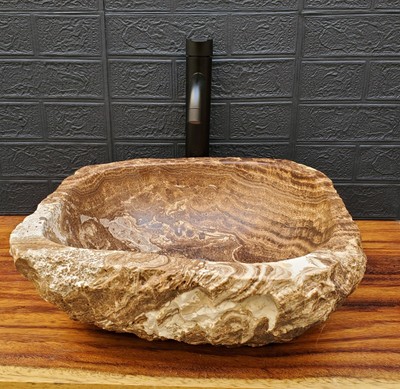 Chocolate Onyx Stone Vessel Sink, Square Small Above Counter Sinks