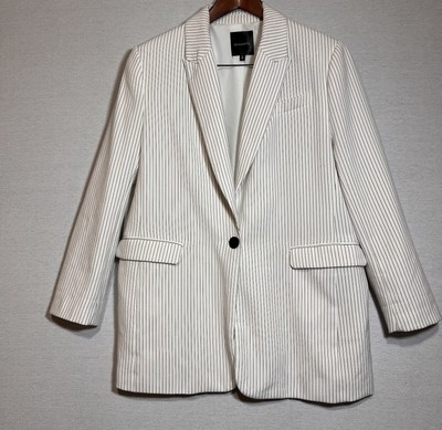 Dynamite Blazer Women Size Medium White With Black Stripes Single Button